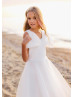 White Organza Big Bow High Low Flower Girl Dress White Organza Big Bow High Low Flower Girl Dress